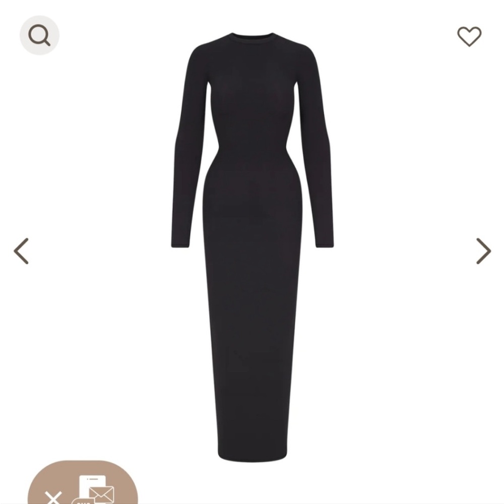 SKIMS CREW NECK LONG SLEEVE DRESS Black size M